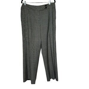 Talbots pants women size 12 Black Gray Plaid Stretch Wool Blend Lined Wide‎ Leg